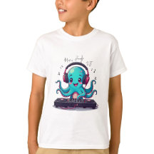 Octopus DJ sorridente, Feliz Camiseta Selva de Mús