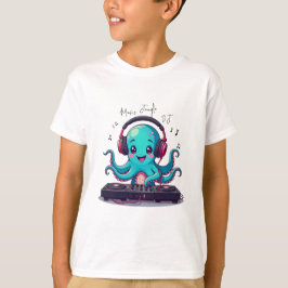 Octopus DJ sorridente, Feliz Camiseta Selva de Mús