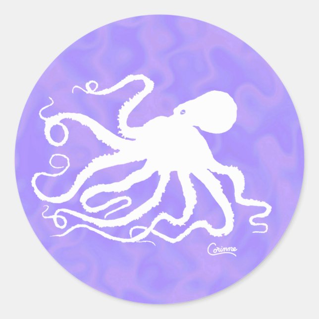 Octopus em roxo - Autocolantes (Frente)