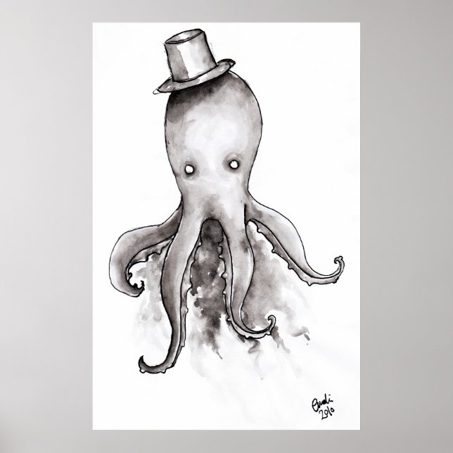 Octopus em um Poster de chapéu (Frente)