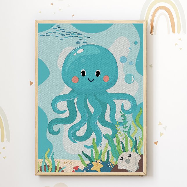Octopus Nursery Impressão Kids Room Poster (Criador carregado)