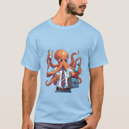 Octopus - T-Shirt Engraçado em Multitarefa
