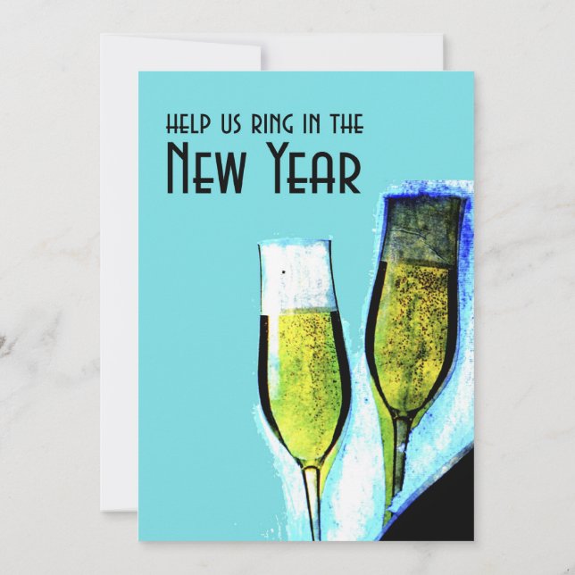 Óculos de champanhe Convite de festas de véspera d (Verso)