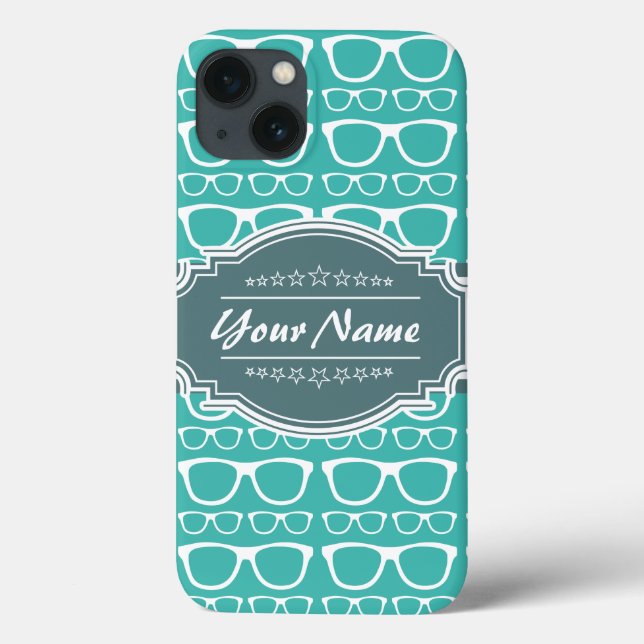 Óculos de Geek Verde e Teal Personalizados (Verso)