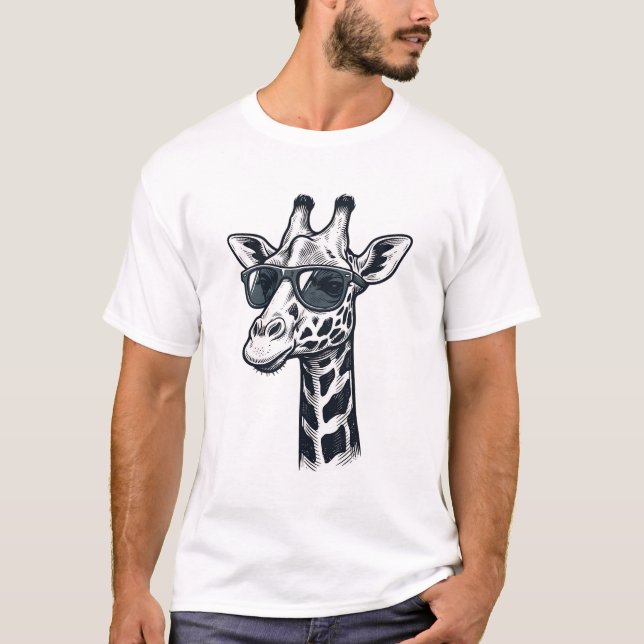 Óculos de Sol de Girafa Legal Camiseta com Gravaçã (Frente)