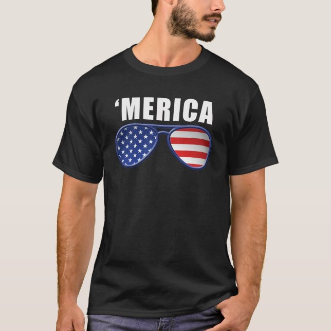 Óculos de sol de Merica - camisa de T (Frente)