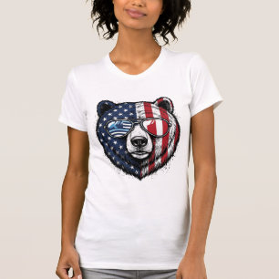 Óculos de Sol do Urso Patriota Camisa Vector Vinta