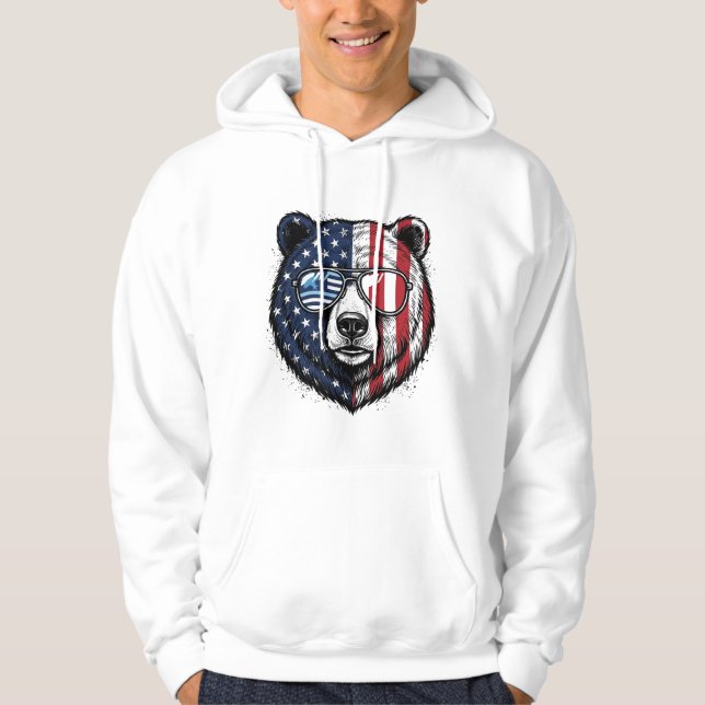 Óculos de Sol do Urso Patriota Camisa Vector Vinta (Frente)