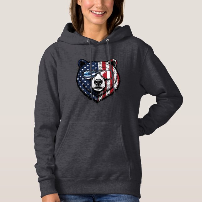 Óculos de Sol do Urso Patriota Camisa Vector Vinta (Frente)