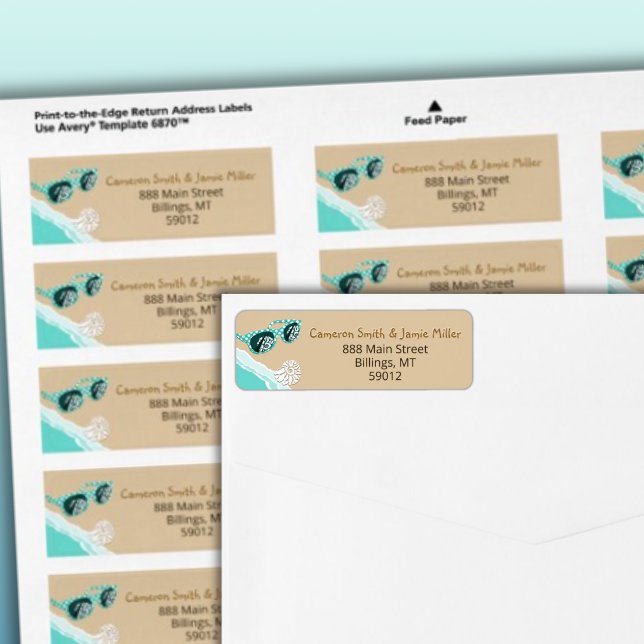 Óculos de Sol Turquesa Etiqueta de Endereço de Dev (Turquoise Sun Glasses Beach Return Address Label)