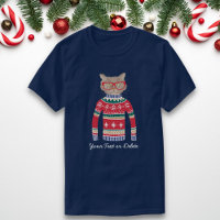 Óculos de Visto de Gato Engraçado, Suéter de Natal
