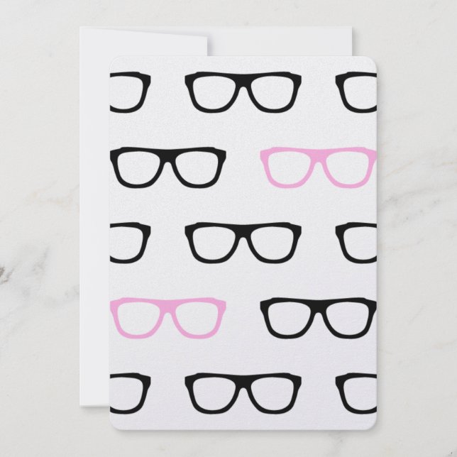 óculos geeks, convites para geeks cor-de-rosa (Frente)