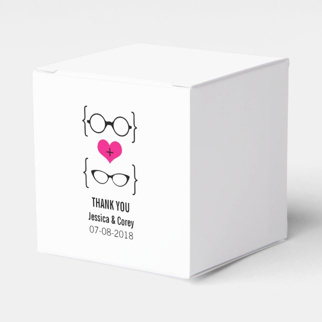 Óculos Geeky Rosa Caixas de Favor de Casamento (Frente)