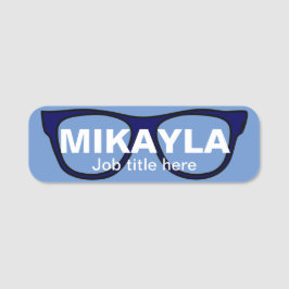 Óculos no Nome de etiqueta Azul Claro