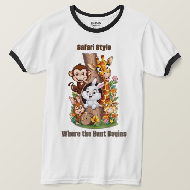 Ocultar e Buscar Safari: Camiseta Humorosa de Anim (Frente do Design)