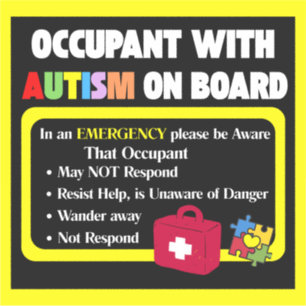 Ocupante com Autismo a Bordo Adesivo para Carro