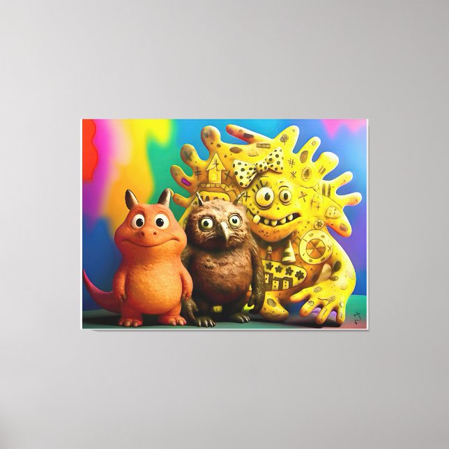 OddFriends - Colorful Fantasy Creature Trio Canvas (Frente)