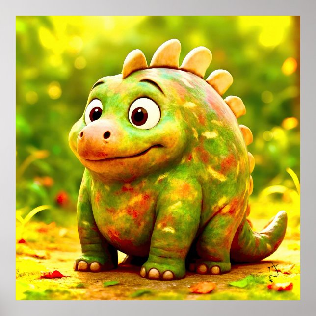 OddFriends - Poster de Dino Chubby Engraçado (Frente)