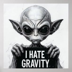 Odeio Gravidade Poster de Alienígena Engraçado - A