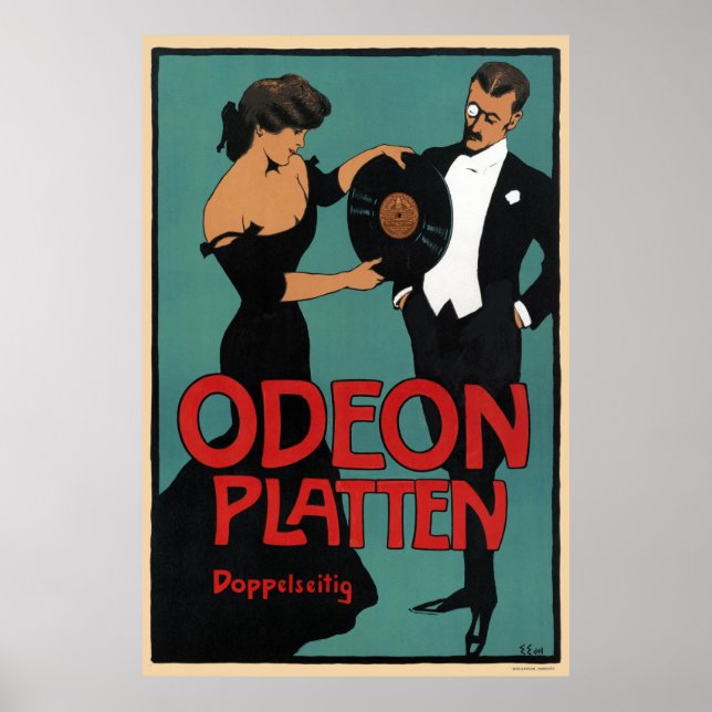 Odeon Platten Alemanha Poster vintage 1900 (Frente)