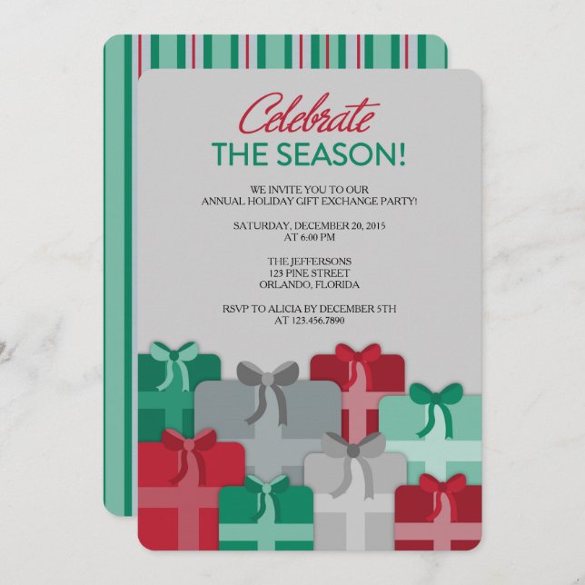Ofertas - Convite de festas de troca de presentes (Frente/Verso)