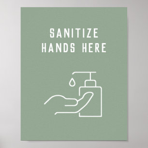 Office Hygiene Sanitize Suas Mãos Aqui Poster