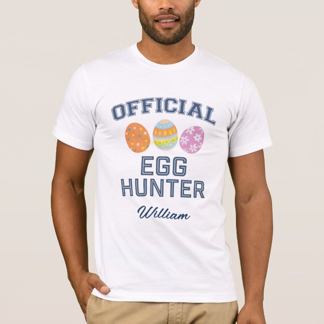 Official Egg Hunter Custom Name Easter T-Shirt (Frente)