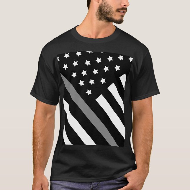 Oficial de Correções Cinza Negra Bandeira T-Shirt (Frente)