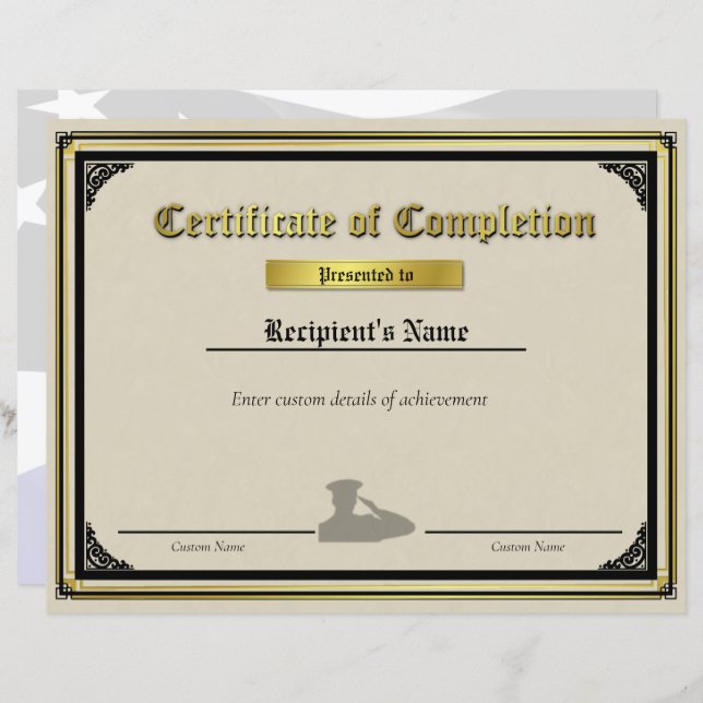 Oficial Personalizado - Certificado de Linha Azul  (Frente/Verso)