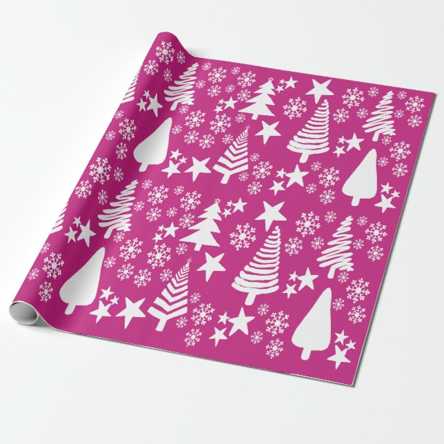 Oh Árvore de Natal Papel de embrulho rosa (Desenrolado)