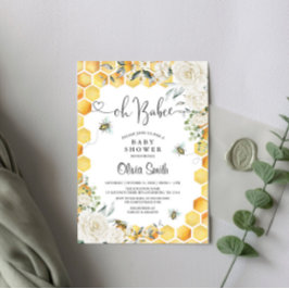 Oh BaBee White Floral Chá de fraldas Convite