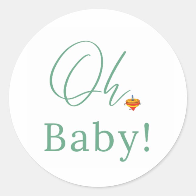 "Oh Baby" Adesivo com pião de brinquedo (Frente)