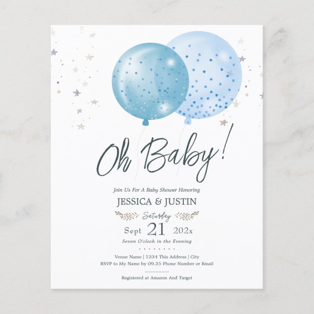 Oh Baby Balões Azuis Baby Shower (Frente)