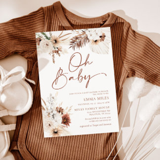 Oh Baby Boho Pampas Chá de fraldas Convite