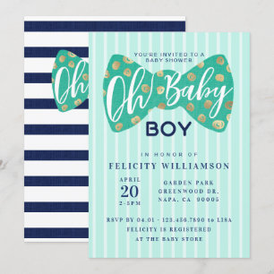 Oh Baby Boy Green & Marinho Arco Convite para Chá