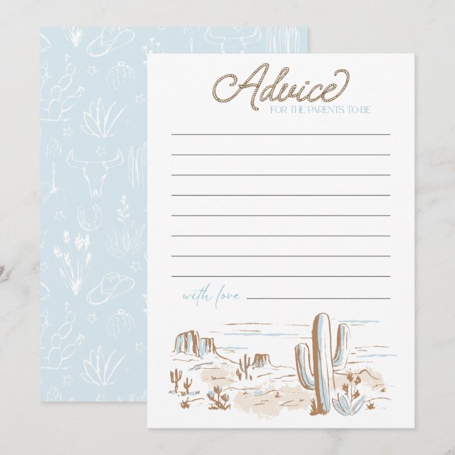 Oh Baby Cowboy Baby Shower Advice for Parents  (Frente/Verso)