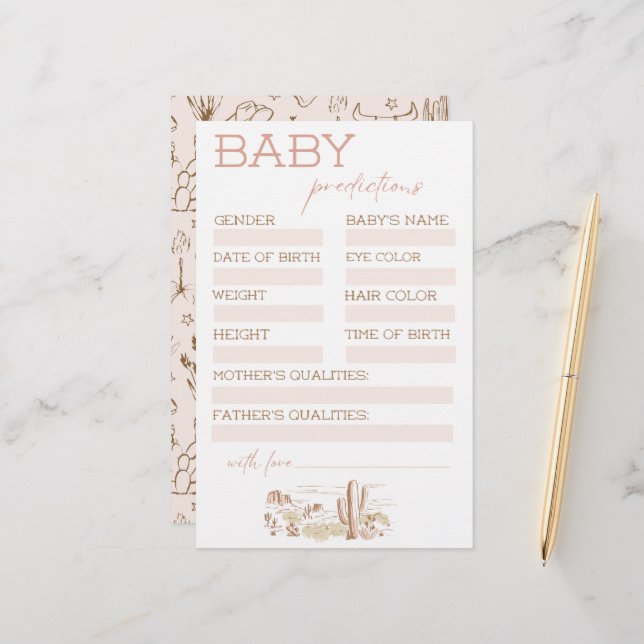 Oh Baby Cowgirl Baby Shower Predictions (Frente/Verso In Situ)