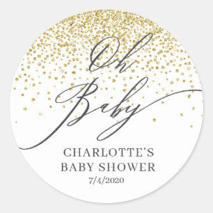 Oh Baby Dourado Glitter Favor Adesivo