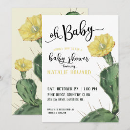 Oh Baby Floral Succultive Chá de fraldas Convite
