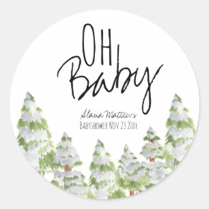 Oh baby floresta de inverno adesivo de lembrancinh