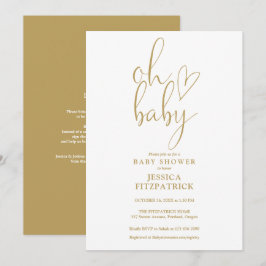 Oh Baby Gold Script Convite de Chá de Bebê Tudo em