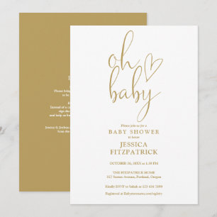 Oh Baby Gold Script Convite de Chá de Bebê Tudo em