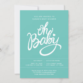 Oh Baby Modern Chá de fraldas Convite - Turquesa
