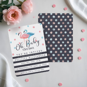 Oh bebé - convite do chá de fraldas do flamingo 