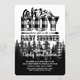 Oh Boy Cinza Lumberjack Chá de fraldas Convite