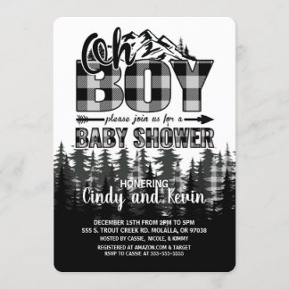 Oh Boy Cinza Lumberjack Chá de fraldas Convite
