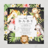 Oh Chá de fraldas da Selva de Bebê Convite