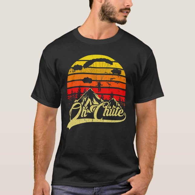 Oh Chute Engraçado Camisa De Parada De Skydiva Par (Frente)