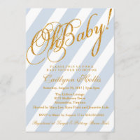 Oh convite Dourado do chá de fraldas da listra do