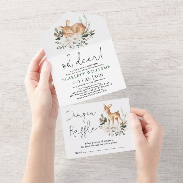 Oh Deer | Chá de fraldas verde-branco doce (Aba destacável)